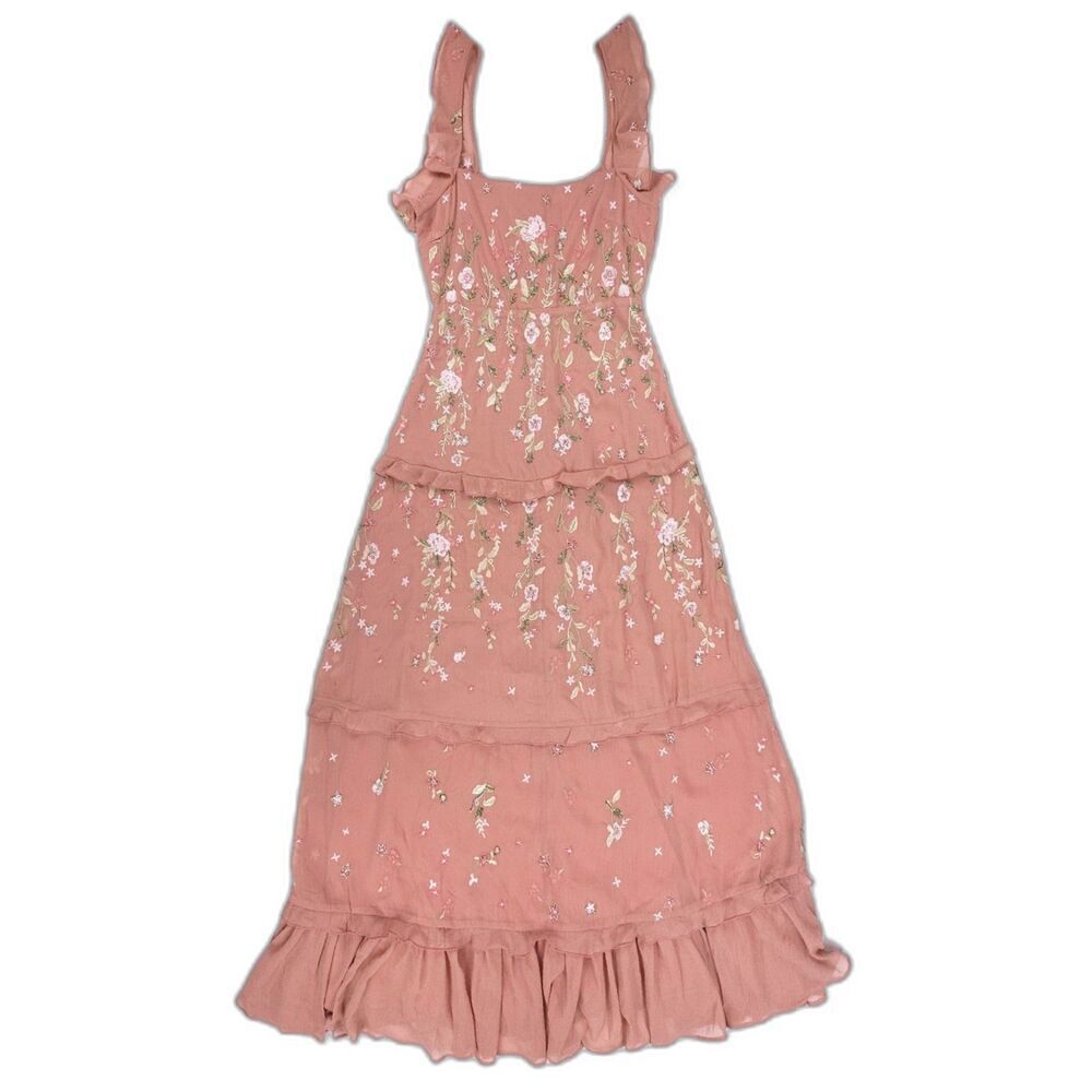 ASOS Cami Embellished Maxi Dress Bridesmaid Gown Embroidered Rose Ethereal Fairy